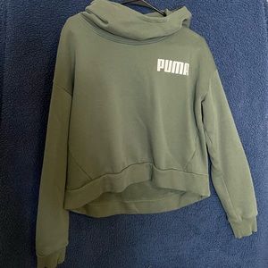 Dark Olive womens crop Puma sweatshirt size L